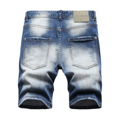 DSQ2 Short Jeans Ripped Patch Slim-fit Stretch Denim Shorts