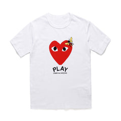 CDG Be Kind T Shirt Play Love Short Sleeve T-shirt Red Heart round Neck Cotton Base Shirt