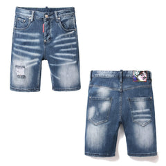 DSQ2 Short Jeans Ripped Patch Slim-fit Stretch Denim Shorts