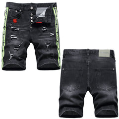 DSQ2 Short Jeans Ripped Patch Slim-fit Stretch Denim Shorts