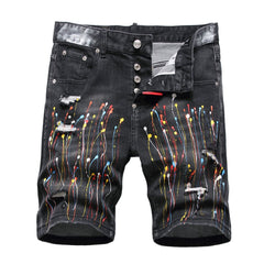 DSQ2 Short Jeans Ripped Patch Slim-fit Stretch Denim Shorts