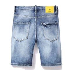 DSQ2 Short Jeans Ripped Patch Slim-fit Stretch Denim Shorts