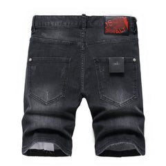 DSQ2 Short Jeans Ripped Patch Slim-fit Stretch Denim Shorts