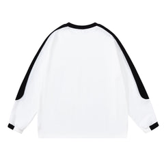 Men Long Sleeve T Shirt Stitching Loose Casual Bottoming Basic Sports Sweatshirt