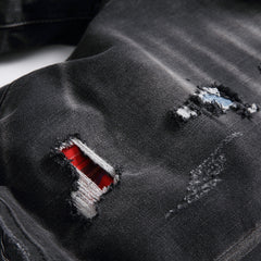 DSQ2 Short Jeans Ripped Patch Slim-fit Stretch Denim Shorts