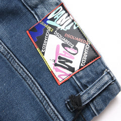 DSQ2 Short Jeans Ripped Patch Slim-fit Stretch Denim Shorts
