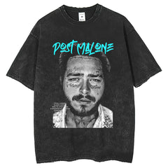 Men T Shirts Printed Short Sleeve T-Shirt Loose Washed Old Top