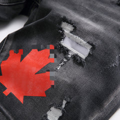 DSQ2 Short Jeans Ripped Patch Slim-fit Stretch Denim Shorts