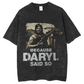 Men T Shirts Walking Dead Archer Print T-Shirt Washed Old
