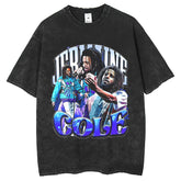 Mens T Shirts Washing T-Shirt Printed Loose Crew Neck