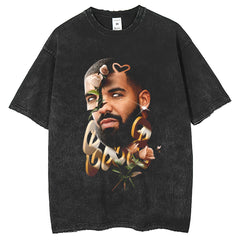 Men T Shirts Rap Printing High Street Old Washing Water