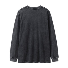 Men Long Sleeve T Shirt Flame Car Printing Distressed Loose