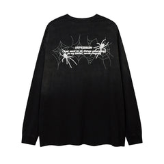 Men Long Sleeve T Shirt Dark Style Personality Spider Print