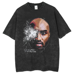 Mens T Shirts Breathable Printed T-Shirt Retro Old Washing Water Short Sleeves