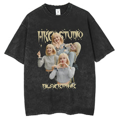 Mens T Shirts Printed Short Sleeve Lasa Washing T-Shirt Loose