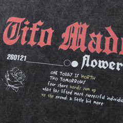 Men Long Sleeve T Shirt Rose Pattern Loose Distressed Niche