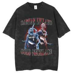 Men T Shirts Printed Washing Water Old T-Shirt Top