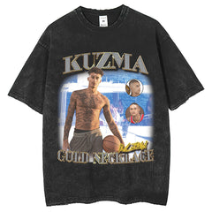 Mens T Shirts Washed Printed T-Shirt Crew Neck Loose Short Sleeves