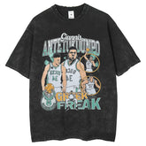 Mens T Shirts Milwaukee Bucks Print Short Sleeve T-Shirt Wash