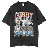 Mens T Shirts Loose Curry Printed Short Sleeve Wash