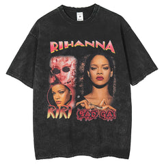 Mens T Shirts High Street Washing Water Old Loose T-Shirts ins