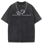 Men T Shirts Vintage old anime oversize printed short-sleeved T-shirt