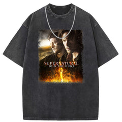 Men T Shirts Crew neck short-sleeved T-shirt washed and old