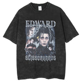 Mens T Shirts Washing Water Old Printed Short Sleeve T-Shirts Loose