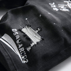 DSQ2 Short Jeans Ripped Patch Slim-fit Stretch Denim Shorts