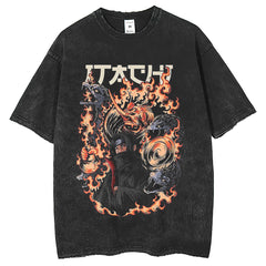 Mens T Shirts Naruto print T-shirt short sleeve washed and old