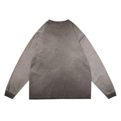 Men Long Sleeve T Shirt Inkjet Gradient Tie-Dye Distressed Loose Casual