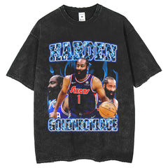 Mens T Shirts Washing Water Short Sleeve T-Shirt Loose Printing