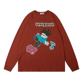 Men Long Sleeve T Shirt Fun Cartoon Printed Cotton