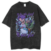 Men T Shirts Washing Water Old Anime Dragon Ball T-Shirts Loose Retro Casual Short Sleeves