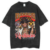 Mens T Shirts Rodman T-Shirt Washed Old Vintage NBA Printed Short Sleeves