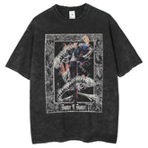 Mens T Shirts Printed T-Shirt Washed Vintage Short Sleeve Wide