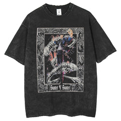 Mens T Shirts Printed T-Shirt Washed Vintage Short Sleeve Wide