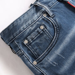 DSQ2 Short Jeans Ripped Patch Slim-fit Stretch Denim Shorts
