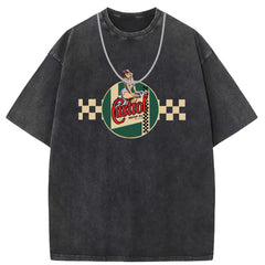 Mens T Shirts Washed Old Punk Cotton Printed Short Sleeves