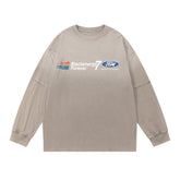 Men Long Sleeve T Shirt Gradient Washed Old Pure Cotton