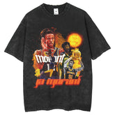 Mens T Shirts Washed Retro Printed T-Shirts Made Old Short Sleeves