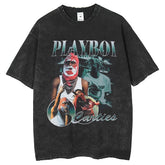 Men T Shirts Street Retro T-Shirt Fashion Crew Neck Short Sleeve T-Shirt