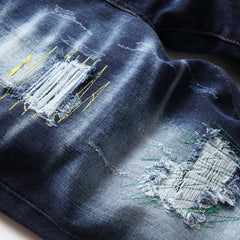 DSQ2 Short Jeans Ripped Patch Slim-fit Stretch Denim Shorts