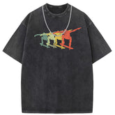 Men T Shirts Washed and old printed short-sleeved T-shirt loose and casual