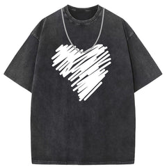 Men T Shirts Washed and old printed short-sleeved T-shirt