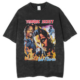 Mens T Shirts Washed Retro Travis T-Shirts Made Old Short Sleeves