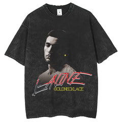 Mens T Shirts Loose Trend Short Sleeve Crew Neck Wash T-Shirt