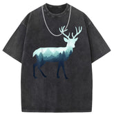 Men T Shirts Washed Old Printed Short Sleeve T-Shirts Women's Loose