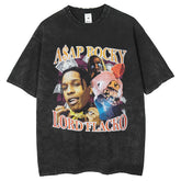 Mens T Shirts Washed Retro Printed T-Shirts Made Old Short Sleeves