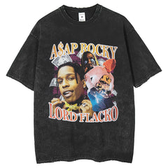 Mens T Shirts Washed Retro Printed T-Shirts Made Old Short Sleeves